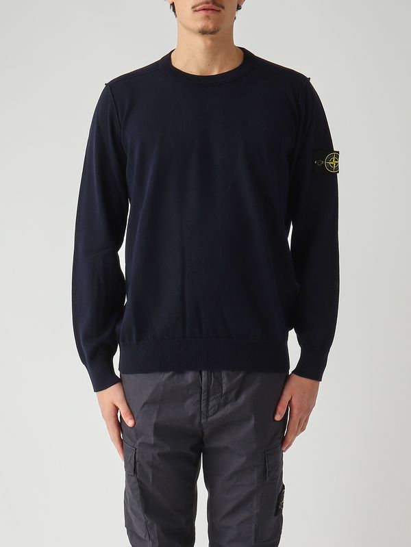 Pull en coton biologique pour homme Bleu marine Stone Island
