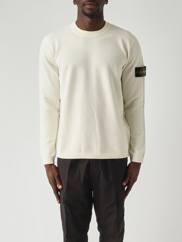 1. Men's organic cotton sweater Ivory Stone Island l1s155100023s01b2