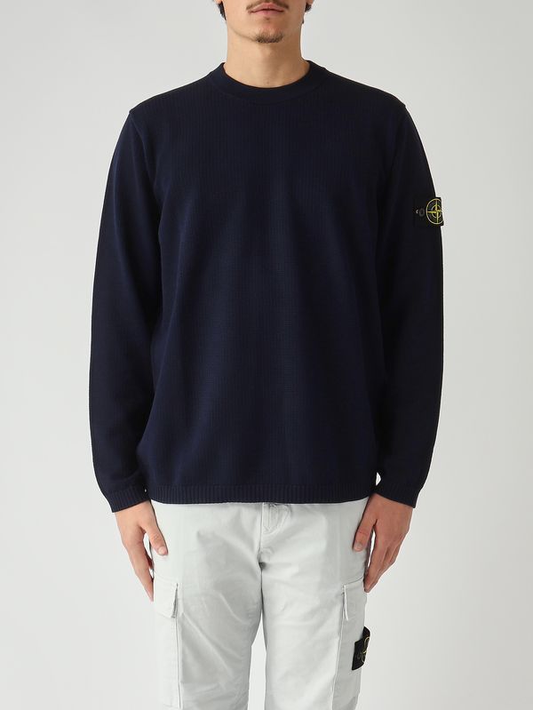 1. Men's organic cotton sweater Navy Stone Island l1s155100023s01b2