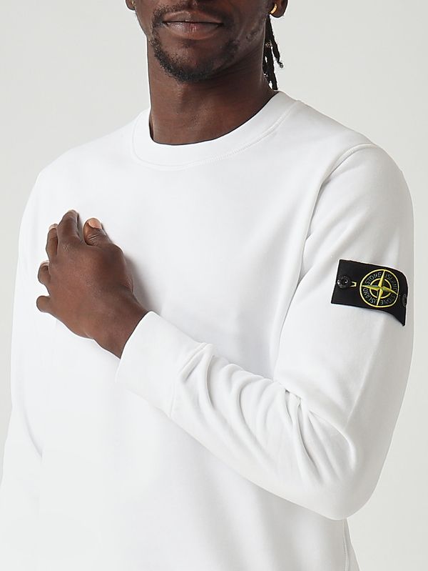5. Felpa uomo in cotone biologico Bianco Stone Island l1s156100060s0051