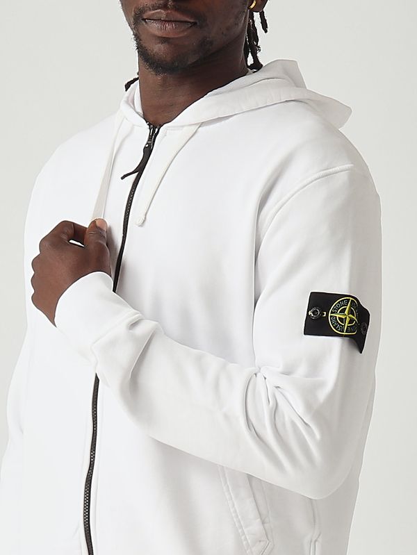 5. Sweat-shirt en coton biologique pour homme Blanc Stone Island l1s156100061s0051