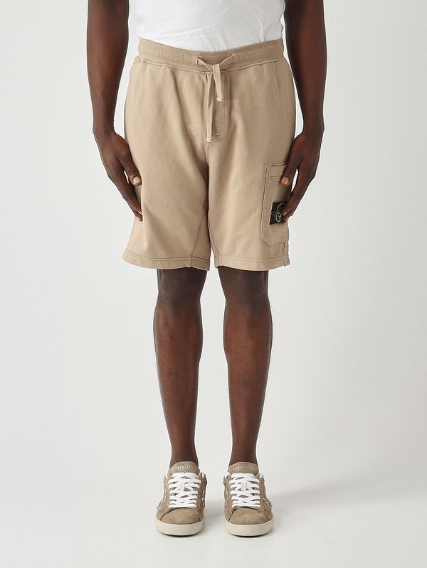 1. Herren-Shorts aus Bio-Baumwoll-Sweat Dunkelbeige Stone Island l1s156200011s0051