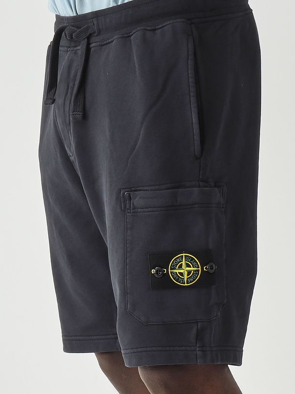 5. Pantalón corto de hombre en felpa de algodón orgánico Azul marino Stone Island l1s156200011s0051