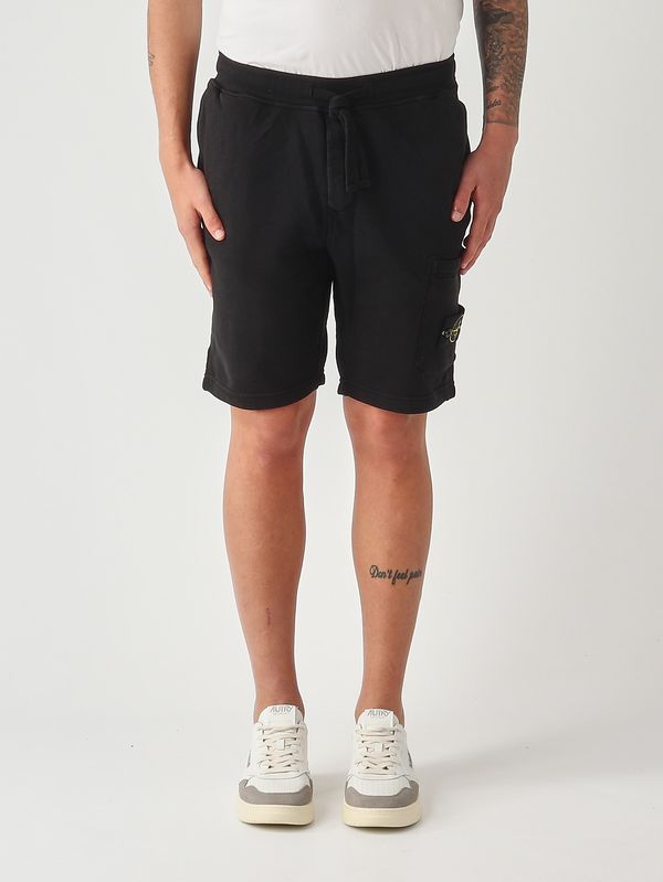 1. Herren-Shorts aus Bio-Baumwoll-Sweat Schwarz Stone Island l1s156200011s0051