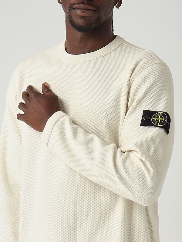 5. Herren-Sweatshirt aus Bio-Baumwolle Elfenbein Stone Island l1s156100011s0297
