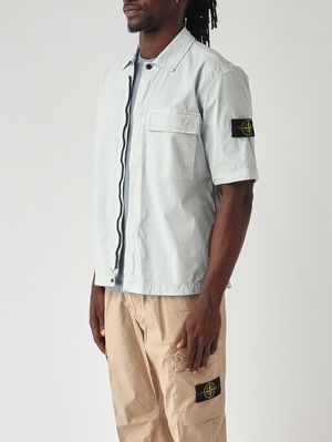 3. Camisa de hombre en sarga elástica de algodón orgánico Cielo
