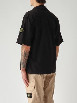 4. Camisa de hombre en sarga elástica de algodón orgánico Negro