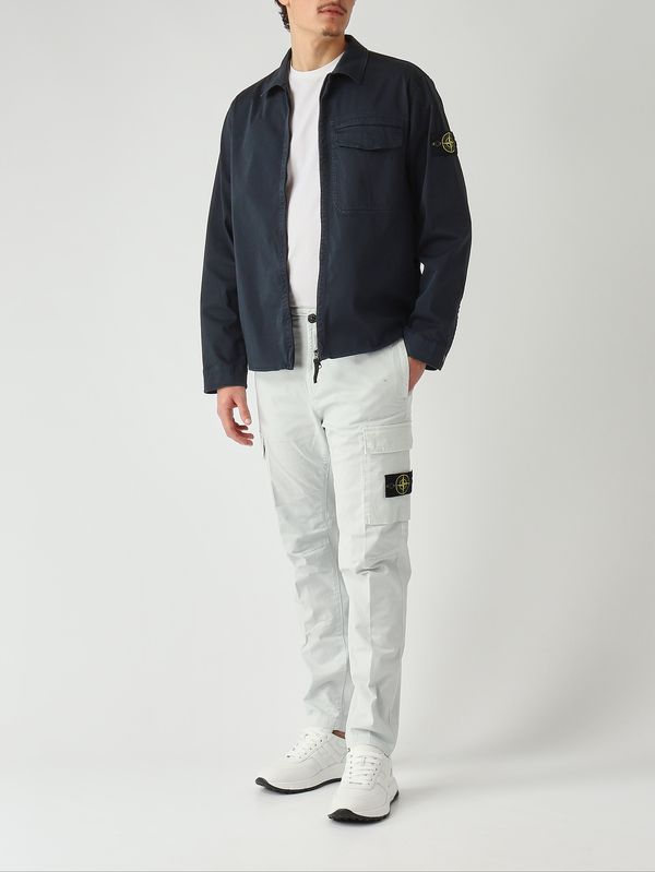 2. Overshirt uomo in raso di cotone biologico stretch Navy Stone Island l1s151200015s0012