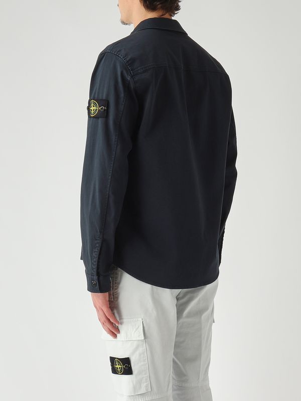 4. Overshirt uomo in raso di cotone biologico stretch Navy Stone Island l1s151200015s0012