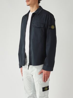 3. Overshirt uomo in raso di cotone biologico stretch Navy