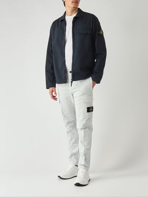2. Overshirt uomo in raso di cotone biologico stretch Navy
