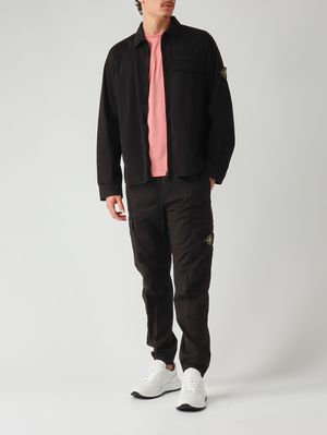 2. Overshirt uomo in raso di cotone biologico stretch Nero