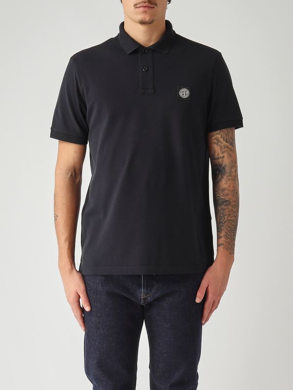 Polo en piqué de coton biologique extensible pour homme Bleu marine Stone Island