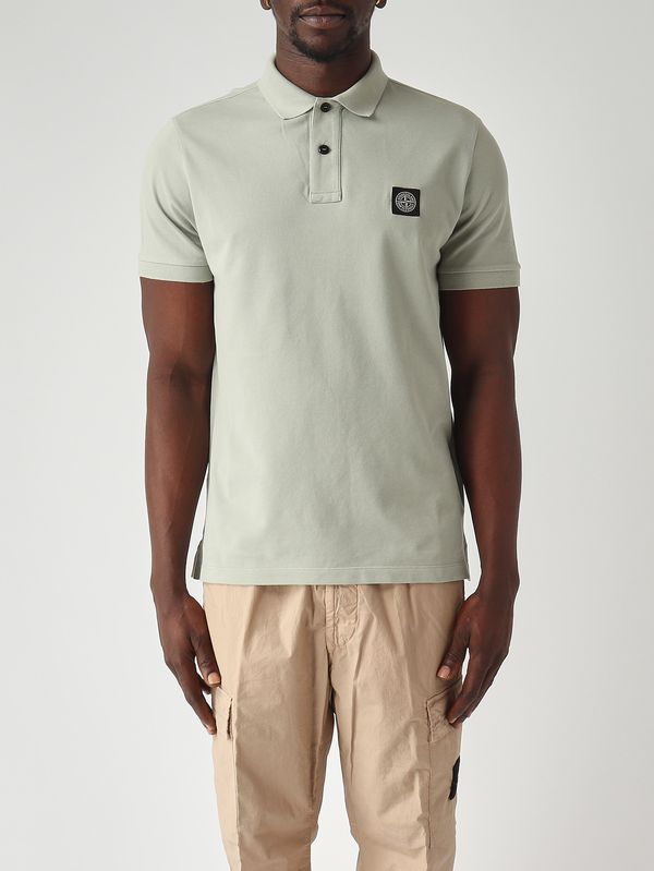 Polo en piqué de coton biologique extensible pour homme Sauge Stone Island