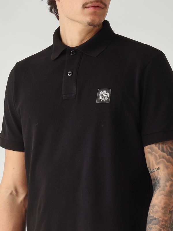 4. Men's polo shirt in stretch organic cotton piqué Black Stone Island l1s152200008s0017
