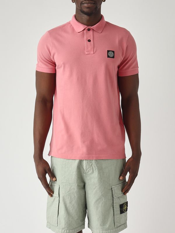 Polo en piqué de coton biologique extensible pour homme Laurier-rose Stone Island
