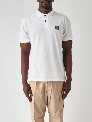 1. Herren-Poloshirt aus elastischem Bio-Baumwollpiqué Weiß