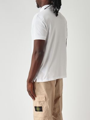 4. Herren-Poloshirt aus elastischem Bio-Baumwollpiqué Weiß