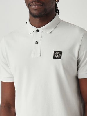 5. Polo en piqué de coton biologique extensible pour homme Ciel