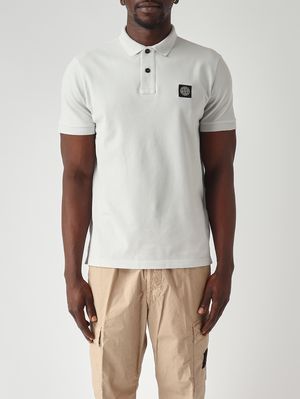 1. Polo en piqué de coton biologique extensible pour homme Ciel