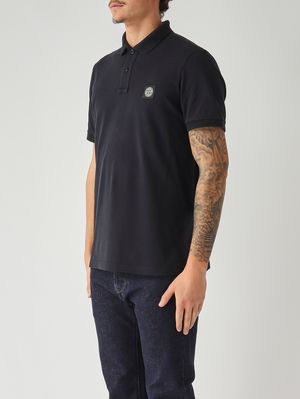 3. Men's polo shirt in stretch organic cotton piqué Navy
