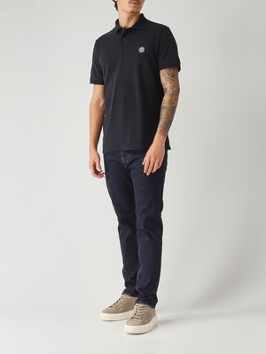 2. Men's polo shirt in stretch organic cotton piqué Navy
