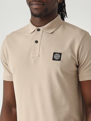 5. Herren-Poloshirt aus elastischem Bio-Baumwollpiqué Dunkelbeige