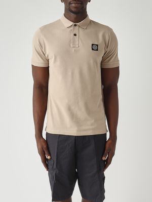 1. Herren-Poloshirt aus elastischem Bio-Baumwollpiqué Dunkelbeige