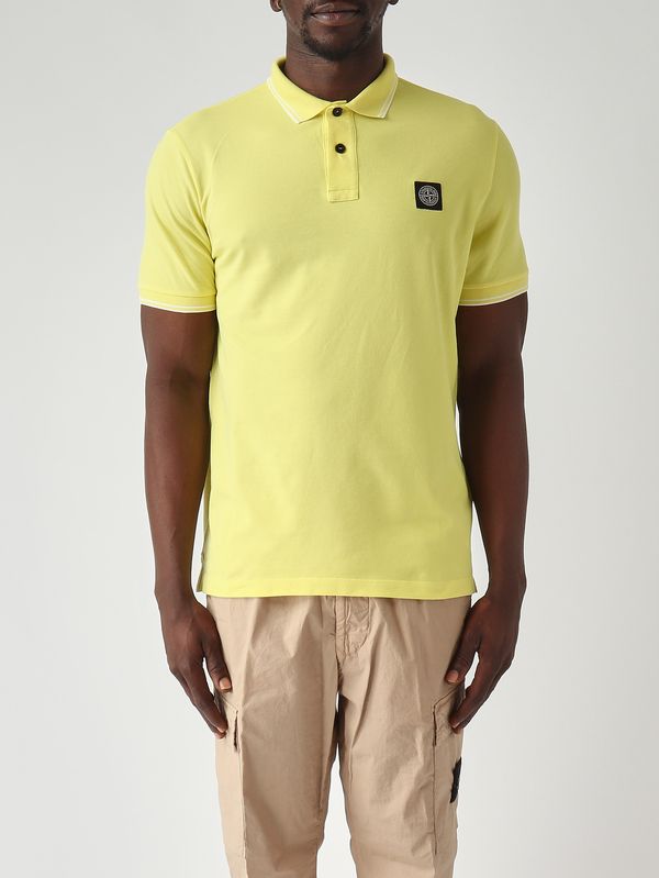 Polo en piqué de coton biologique extensible pour homme Jaune Stone Island