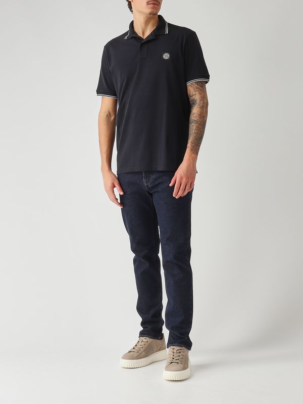 2. Polo de hombre de piqué de algodón orgánico elástico Azul marino Stone Island l1s152200010s0018