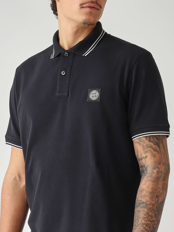 5. Polo de hombre de piqué de algodón orgánico elástico Azul marino Stone Island l1s152200010s0018