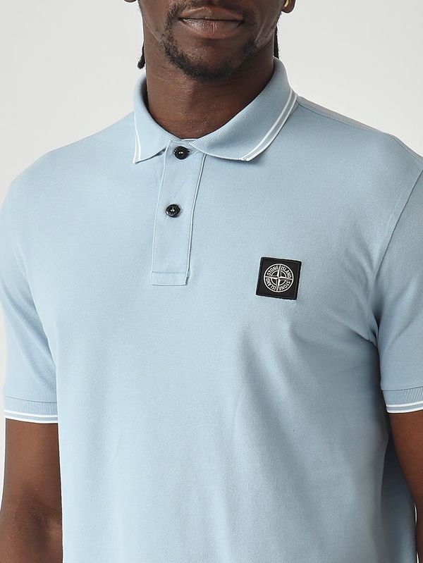 5. Men's polo shirt in stretch organic cotton piqué Pastel Sky Blue Stone Island l1s152200010s0018