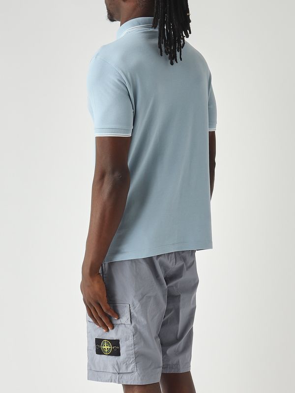 4. Men's polo shirt in stretch organic cotton piqué Pastel Sky Blue Stone Island l1s152200010s0018