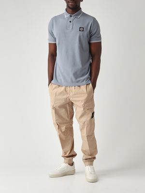 2. Herren-Poloshirt aus elastischem Bio-Baumwollpiqué Helles Avio