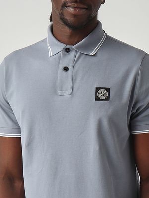 5. Herren-Poloshirt aus elastischem Bio-Baumwollpiqué Helles Avio