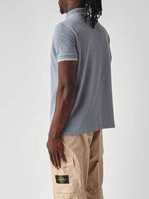 4. Herren-Poloshirt aus elastischem Bio-Baumwollpiqué Helles Avio