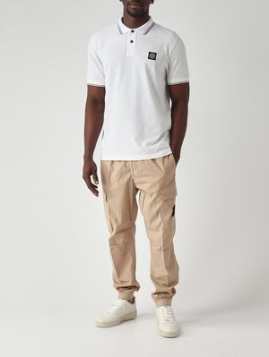 2. Men's polo shirt in stretch organic cotton piqué White