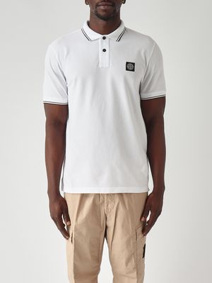1. Men's polo shirt in stretch organic cotton piqué White