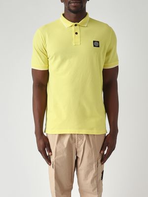1. Polo en piqué de coton biologique extensible pour homme Jaune