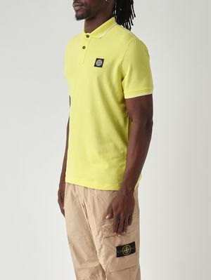 3. Polo en piqué de coton biologique extensible pour homme Jaune