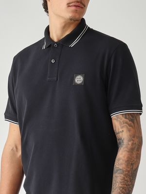 5. Polo de hombre de piqué de algodón orgánico elástico Azul marino