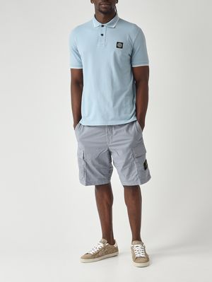 2. Polo de hombre de piqué de algodón orgánico elástico Celeste Pastel