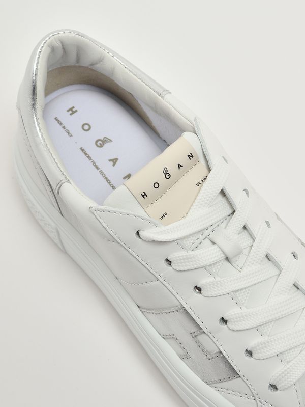 5. Women's Crosswind leather sneakers White-Silver Hogan hxw7050gb00v1l