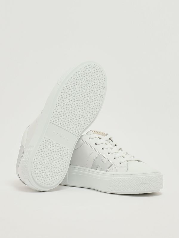 4. Women's Crosswind leather sneakers White-Silver Hogan hxw7050gb00v1l