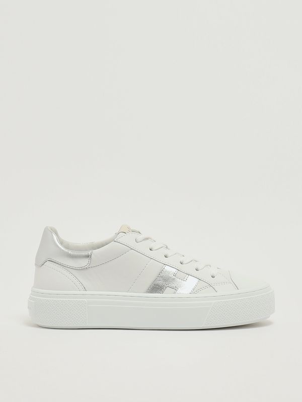 Baskets femme Crosswind en cuir Blanc-Argent Hogan