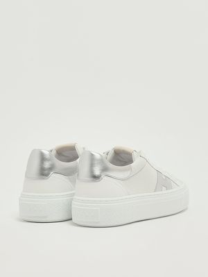 3. Women's Crosswind leather sneakers White-Silver