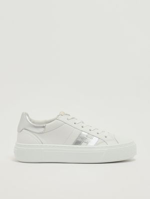 1. Women's Crosswind leather sneakers White-Silver