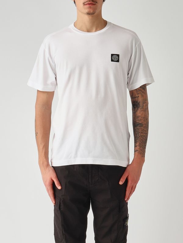 T-shirt en jersey de coton 60/2 pour homme Blanc Stone Island