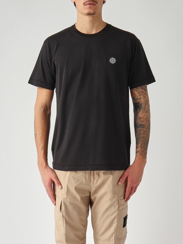 T-shirt en jersey de coton 60/2 pour homme Noir Stone Island