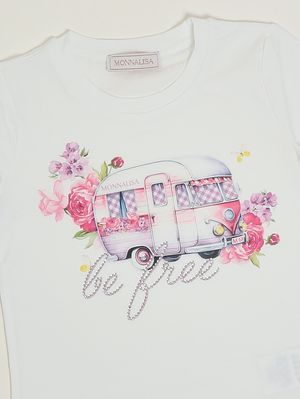 3. T-shirt fille en coton stretch Blanc